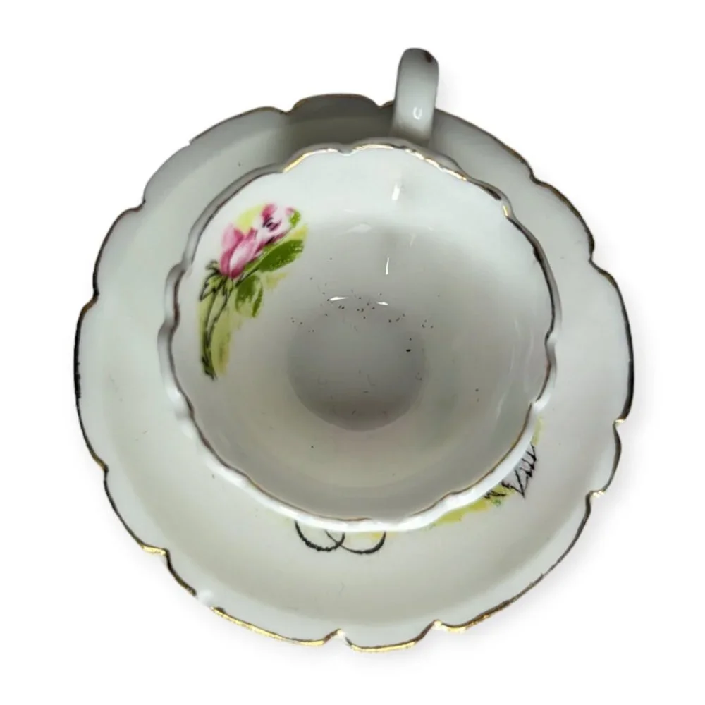 Vintage 1979 Enesco Bone China Miniature Cup & Saucer